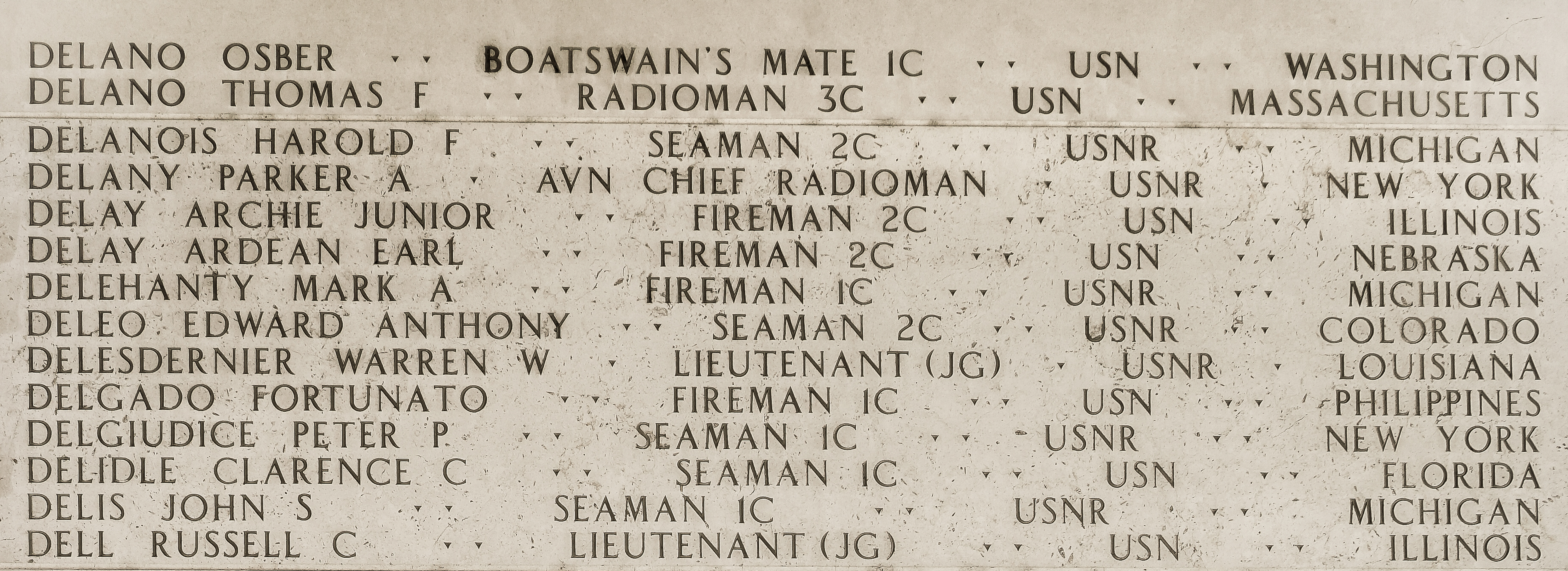 Mark A. Delehanty, Fireman First Class